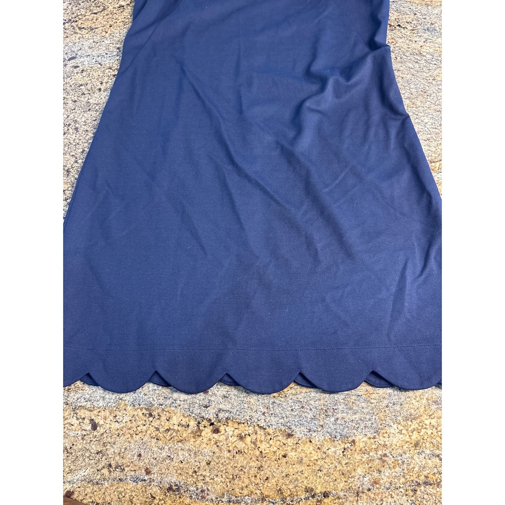 Sara Campbell Navy Blue Scalloped Shift Dress Sleeveless Made in USA Size M - Picture 5 of 6